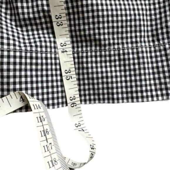 J.Crew Black White Plaid Checker Micro Gingham Edie Cotton Ruffle Sleeve 8 - Picture 9 of 9